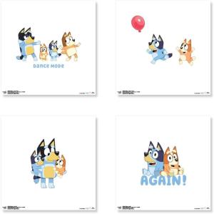 Trends International Gallery Pops Bluey – Family Life Wall Art Bundle (4-Pack) Gallery Pops Wall Art, White Framed Version(Unframed Version)