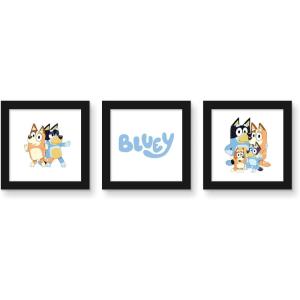 Trends International Gallery Pops Bluey – Family Wall Art Bundle (3-Pack) Gallery Pops Wall Art, White Framed Version(Black Framed Version)