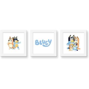 Trends International Gallery Pops Bluey – Family Wall Art Bundle (3-Pack) Gallery Pops Wall Art, White Framed Version(White Framed Version)