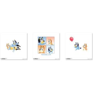 Trends International Gallery Pops Bluey – For Real Life Wall Art Bundle (3-Pack) Gallery Pops Wall Art, White Framed Version(Unframed Version)