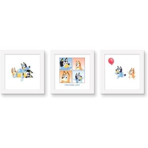 Trends International Gallery Pops Bluey – For Real Life Wall Art Bundle (3-Pack) Gallery Pops Wall Art, White Framed Version(White Framed Version)