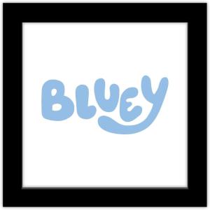 Trends International Gallery Pops Bluey – Logo Wall Art, White Framed Version, 12” x 12”(Black Framed Version)