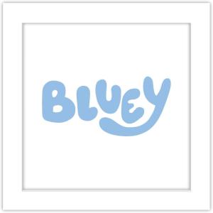 Trends International Gallery Pops Bluey – Logo Wall Art, White Framed Version, 12” x 12”(White Framed Version)