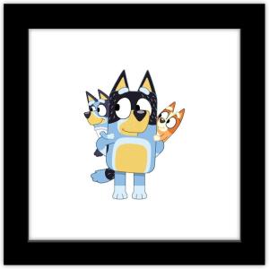 Trends International Gallery Pops Bluey – Piggyback Sisters Wall Art, White Framed Version, 12″ x 12″ Gallery Pops Wall Art(Black Framed Version)