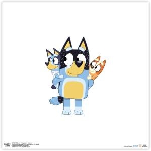 Trends International Gallery Pops Bluey – Piggyback Sisters Wall Art, White Framed Version, 12″ x 12″ Gallery Pops Wall Art(Unframed Version)