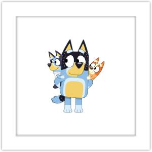 Trends International Gallery Pops Bluey – Piggyback Sisters Wall Art, White Framed Version, 12″ x 12″ Gallery Pops Wall Art(White Framed Version)