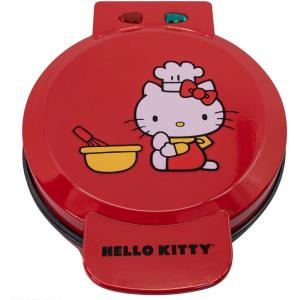 Uncanny Brands Bluey Waffle Maker – Non-Stick Round Waffle Iron – Easy to Use and Clean(Hello Kitty Red)
