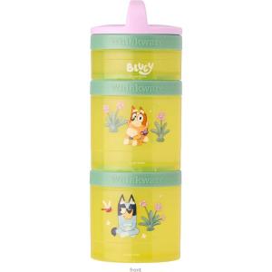 Whiskware Bluey Stackable Snack Containers for Babies, Toddlers, and Kids, 3 Stackable Snack Cups for School and Travel, Cupholder Friendly, Bluey and Bingo! Let’s Do This!(Purple/Green/Yellow)