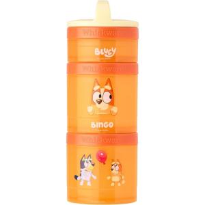 Whiskware Bluey Stackable Snack Containers for Babies, Toddlers, and Kids, 3 Stackable Snack Cups for School and Travel, Cupholder Friendly, Bluey and Bingo! Let’s Do This!(Cream/Orange/Orange)