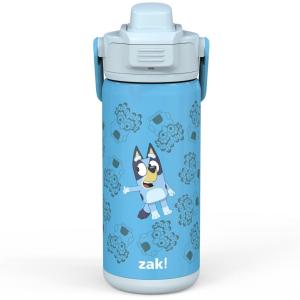 Zak Designs Beacon Insulated Bottle, Bluey – 14 oz – Durable Stainless Steel – Double-Wall Vacuum Insulation, Silicone Spout & Push-Button, Leak-Proof Lid – Dishwasher Safe