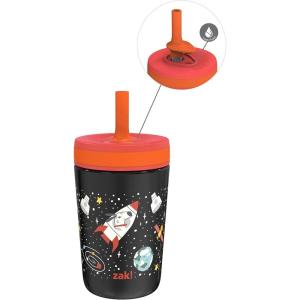 Zak Designs Bluey Kelso Toddler Cups For Travel or At Home, 12oz Vacuum Insulated Stainless Steel Sippy Cup With Leak-Proof Design is Perfect For Kids (Bluey, Bingo, Grandad Mort)(Spaceships)