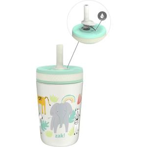 Zak Designs Bluey Kelso Toddler Cups For Travel or At Home, 12oz Vacuum Insulated Stainless Steel Sippy Cup With Leak-Proof Design is Perfect For Kids (Bluey, Bingo, Grandad Mort)(Safari)
