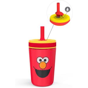 Zak Designs Bluey Kelso Toddler Cups For Travel or At Home, 12oz Vacuum Insulated Stainless Steel Sippy Cup With Leak-Proof Design is Perfect For Kids (Bluey, Bingo, Grandad Mort)(Sesame Street (Elmo))
