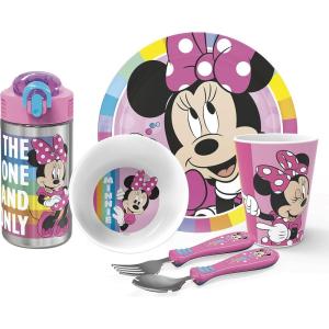 Zak Designs Bluey Kids Dinnerware Gift Set Includes Plate, Bowl, Tumbler, Water Bottle, and Utensil Tableware, Made of Durable Material and Perfect for Kids (6 Piece Gift Set, BPA-Free)(Minnie Mouse – 6pcs)