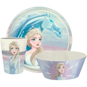 Zak Designs Bluey Kids Dinnerware Set 3 Pieces, Durable and Sustainable Melamine Bamboo Plate, Bowl, and Tumbler are Perfect For Dinner Time With Family (Bluey, Bingo, Bandit, Chilli)(Frozen 2 (Anna  Elsa  Olaf))