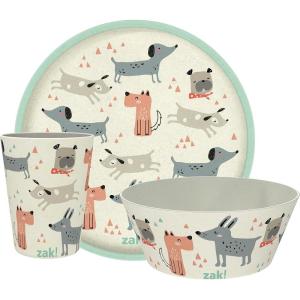 Zak Designs Bluey Kids Dinnerware Set 3 Pieces, Durable and Sustainable Melamine Bamboo Plate, Bowl, and Tumbler are Perfect For Dinner Time With Family (Bluey, Bingo, Bandit, Chilli)(Dog)