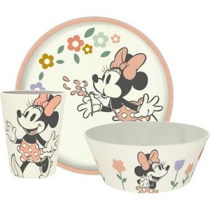 Zak Designs Bluey Kids Dinnerware Set 3 Pieces, Durable and Sustainable Melamine Bamboo Plate, Bowl, and Tumbler are Perfect For Dinner Time With Family (Bluey, Bingo, Bandit, Chilli)(Minnie Mouse)