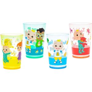 Zak Designs Bluey Nesting Tumbler Set Includes Durable Plastic Cups with Variety Artwork, Fun Drinkware is Perfect for Kids (14.5 oz, 4-Pack, Non-BPA)(CoComelon)