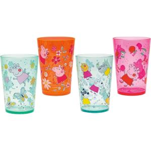 Zak Designs Bluey Nesting Tumbler Set Includes Durable Plastic Cups with Variety Artwork, Fun Drinkware is Perfect for Kids (14.5 oz, 4-Pack, Non-BPA)(Peppa Pig)
