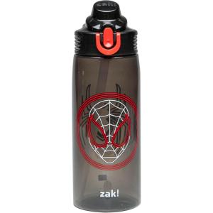 Zak Designs Bluey Sage Kids Water Bottle For School or Travel, 16oz Durable Plastic Water Bottle With Straw, Handle, and Leak-Proof, Pop-Up Spout Cover (Bluey & Bingo)(Spider-Man (Miles Morales))