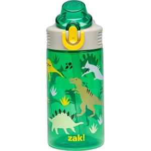 Zak Designs Bluey Sage Kids Water Bottle For School or Travel, 16oz Durable Plastic Water Bottle With Straw, Handle, and Leak-Proof, Pop-Up Spout Cover (Bluey & Bingo)(Dino)