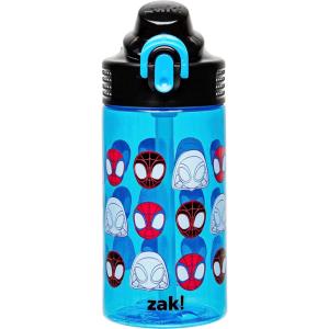 Zak Designs Bluey Sage Kids Water Bottle For School or Travel, 16oz Durable Plastic Water Bottle With Straw, Handle, and Leak-Proof, Pop-Up Spout Cover (Bluey & Bingo)(Spidey (Spidey and His Amazing Friends))