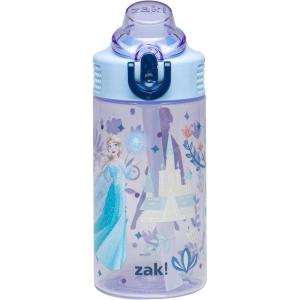 Zak Designs Bluey Sage Kids Water Bottle For School or Travel, 16oz Durable Plastic Water Bottle With Straw, Handle, and Leak-Proof, Pop-Up Spout Cover (Bluey & Bingo)(Disney Frozen (Anna  Elsa  Olaf))