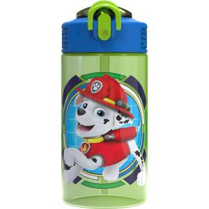 Zak Designs Bluey Sage Kids Water Bottle For School or Travel, 16oz Durable Plastic Water Bottle With Straw, Handle, and Leak-Proof, Pop-Up Spout Cover (Bluey & Bingo)(Paw Patrol)