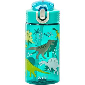 Zak Designs Bluey Sage Kids Water Bottle For School or Travel, 16oz Durable Plastic Water Bottle With Straw, Handle, and Leak-Proof, Pop-Up Spout Cover (Bluey & Bingo)(Dinosaur)