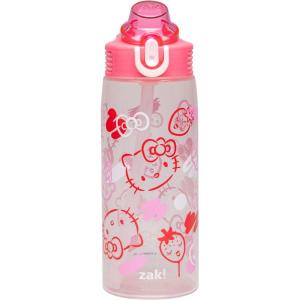 Zak Designs Bluey Sage Kids Water Bottle For School or Travel, 16oz Durable Plastic Water Bottle With Straw, Handle, and Leak-Proof, Pop-Up Spout Cover (Bluey & Bingo)(Hello Kitty)
