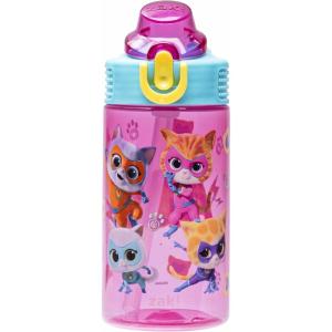 Zak Designs Bluey Sage Kids Water Bottle For School or Travel, 16oz Durable Plastic Water Bottle With Straw, Handle, and Leak-Proof, Pop-Up Spout Cover (Bluey & Bingo)(SuperKitties (Ginny  Sparks  Buddy  Bitsy))