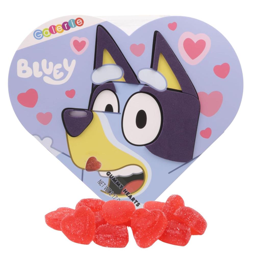image:imageBluey Valentines Heart Gift Box Fruit Punch Flavored Gummy Hearts Inside Individually Wrapped Pieces 317 Ounces