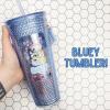 Bluey Rhinestone Tumbler with Candy Sticks and Lollipops Inside, Individually Wrapped Pieces, 24 Ounces