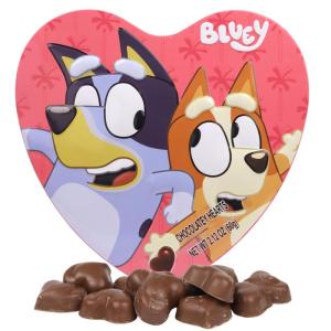 Bluey Valentine’s Candy Gift Box, Milk Chocolatey Hearts Inside, Individually Wrapped Pieces, Collectible Heart Container, 2.12 Ounces