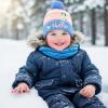 Bluey Bandit and Chilli Toddler Hat with Winter Mittens for Kids – Warm Winter Hat for Toddler with Kids Mittens Blue Grey(Blue Pompom)