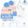 Bluey Bandit and Chilli Toddler Hat with Winter Mittens for Kids – Warm Winter Hat for Toddler with Kids Mittens Blue Grey(Blue Pompom)