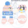 Bluey Bandit and Chilli Toddler Hat with Winter Mittens for Kids – Warm Winter Hat for Toddler with Kids Mittens Blue Grey(Blue Pompom)