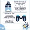 Bluey Bandit and Chilli Toddler Hat with Winter Mittens for Kids – Warm Winter Hat for Toddler with Kids Mittens Blue Grey(Blues_3)