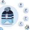 Bluey Bandit and Chilli Toddler Hat with Winter Mittens for Kids – Warm Winter Hat for Toddler with Kids Mittens Blue Grey(Blues_3)