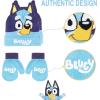 Bluey Bandit and Chilli Toddler Hat with Winter Mittens for Kids – Warm Winter Hat for Toddler with Kids Mittens Blue Grey(Bluey Blue_2)