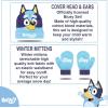 Bluey Bandit and Chilli Toddler Hat with Winter Mittens for Kids – Warm Winter Hat for Toddler with Kids Mittens Blue Grey(Bluey Blue_2)