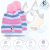 Bluey Bandit and Chilli Toddler Hat with Winter Mittens for Kids – Warm Winter Hat for Toddler with Kids Mittens Blue Grey(Bluey Multi)