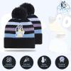 Bluey Bandit and Chilli Toddler Hat with Winter Mittens for Kids – Warm Winter Hat for Toddler with Kids Mittens Blue Grey(Bluey Stripes)