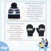 Bluey Bandit and Chilli Toddler Hat with Winter Mittens for Kids – Warm Winter Hat for Toddler with Kids Mittens Blue Grey(Bluey Stripes)