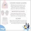 Bluey Bandit and Chilli Toddler Hat with Winter Mittens for Kids – Warm Winter Hat for Toddler with Kids Mittens Blue Grey(Grey and Pink 3 Piece)