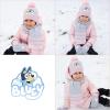 Bluey Bandit and Chilli Toddler Hat with Winter Mittens for Kids – Warm Winter Hat for Toddler with Kids Mittens Blue Grey(Grey and Pink 3 Piece)