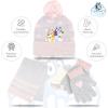Bluey Bandit and Chilli Toddler Hat with Winter Mittens for Kids – Warm Winter Hat for Toddler with Kids Mittens Blue Grey(Grey and Pink 3 Piece)
