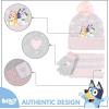Bluey Bandit and Chilli Toddler Hat with Winter Mittens for Kids – Warm Winter Hat for Toddler with Kids Mittens Blue Grey(Grey and Pink 3 Piece)