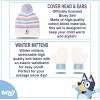 Bluey Bandit and Chilli Toddler Hat with Winter Mittens for Kids – Warm Winter Hat for Toddler with Kids Mittens Blue Grey(Light Stripes)