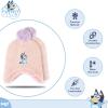 Bluey Bandit and Chilli Toddler Hat with Winter Mittens for Kids – Warm Winter Hat for Toddler with Kids Mittens Blue Grey(Pink 2 Piece)